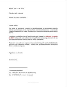 Carta de Renuncia Word